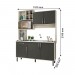 Cozinha Compacta Jaeli Bia 5 Portas 1 Gaveta 151x210x53cm Nebraska/Chumbo J-681NKCH