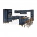 Cozinha Modulada Linz Hannover 17 Peças 592x220x53 cm Laca Azul Petróleo/Imbuia Glazer (061C/024B)