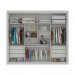 Guarda-Roupa Móveis Europa Paris Plus 2 Portas de Correr 6 Gavetas Com Espelho Branco Acetinado/Nogueira/Branco Acetinad