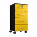 Gaveteiro Office Móveis Leão Gávea 4 Gavetas Com Chave Com Rodízios 36x67x36cm Preto Black/Amarelo Flex 13933-175