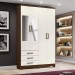 Guarda-Roupa Henn Caju 4 Portas 3 Gavetas Com Espelho Com Pés Castanho HP/Off White D135-138/O914-64