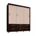 Guarda-Roupa Araplac GR 37020 3 Portas de Correr 7 Gavetas Com Pés Café/Baunilha Flex 37020-95