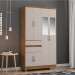 Guarda-Roupa Araplac GR E2260 6 Portas 2 Gavetas Com Espelho Com Pés Freijó/Baunilha 2260-96/200E