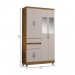 Guarda-Roupa Araplac GR E2260 6 Portas 2 Gavetas Com Espelho Com Pés Freijó/Baunilha 2260-96/200E