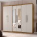 Guarda-Roupa Araplac GR E6000 6 Portas 4 Gavetas Com Espelho Freijó/Baunilha 6000-96/600E