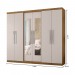 Guarda-Roupa Araplac GR E6000 6 Portas 4 Gavetas Com Espelho Freijó/Baunilha 6000-96/600E