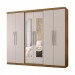 Guarda-Roupa Araplac GR E6000 6 Portas 4 Gavetas Com Espelho Freijó/Baunilha 6000-96/600E