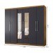 Guarda-Roupa Araplac GR E6000 6 Portas 4 Gavetas Com Espelho Freijó/Carbono 6000-98/600E 