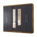 Guarda-Roupa Araplac GR E6000 6 Portas 4 Gavetas Com Espelho Freijó/Carbono 6000-98/600E 
