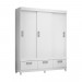 Guarda-Roupa Bambinello Light 3x3 Nápoles 3 Portas 3 Gavetas com Pés Branco Brilho 201601001