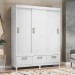 Guarda-Roupa Bambinello Light 3x3 Nápoles 3 Portas 3 Gavetas com Pés Branco Brilho 201601001