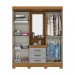 Guarda-Roupa Briz B24 Capelinha 4 Portas 3 Gavetas com Pés Espelho Nature/Cinza B24-166