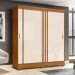 Guarda-Roupa Briz B353 2 Portas Deslizantes 2 Gavetas com Pés Nature/Off White/Cinza B353-181