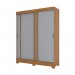 Guarda-Roupa Briz B353 2 Portas Deslizantes 2 Gavetas com Pés Nature/Off White/Cinza B353-181