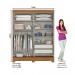 Guarda-Roupa Briz B353 2 Portas Deslizantes 2 Gavetas com Pés Nature/Off White/Cinza B353-181