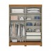 Guarda-Roupa Briz B353 2 Portas Deslizantes 2 Gavetas com Pés Nature/Off White/Cinza B353-181
