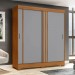 Guarda-Roupa Briz B353 2 Portas Deslizantes 2 Gavetas com Pés Nature/Off White/Cinza B353-181