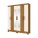 Guarda-Roupa Briz B73 6 Portas 2 Gavetas Com Espelho Com Pés Nature/Off White B73-127