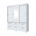 Guarda-Roupa Briz BE21 3 Portas de Correr 6 Gavetas Com Espelho Com Pés Branco BE21-10