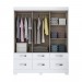 Guarda-Roupa Briz BE21 3 Portas de Correr 6 Gavetas Com Espelho Com Pés Branco BE21-10