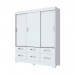 Guarda-Roupa Briz BE21 3 Portas de Correr 6 Gavetas Com Pés Branco BE21-10