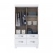 Guarda-Roupa Briz BE25 2 Portas de Correr 4 Gavetas Com Pés Branco/Branco/Rosa Chá BE25-66
