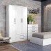Guarda-Roupa Henn Açaí 3 Portas 2 Gavetas Com Pés Branco/Branco/Rosa Chá DA133-66 
