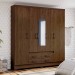 Guarda-Roupa Henn Alba 5 Portas 4 Gavetas Com Espelho Com Pés Castanho HP D198-130 