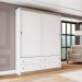 Guarda-Roupa Henn Americano 2 Portas Deslizantes 4 Gavetas Branco HP/Branco HP/Rústico Flex I122-164