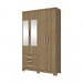 Guarda-Roupa Henn Caju 4 Portas 3 Gavetas Com Espelho Com Pés Rústico D135-94/O914-64