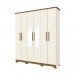 Guarda-Roupa Henn Cover 6 Portas 3 Gavetas Com Espelho Com Pés Off White/Nature D230-129/O914-64