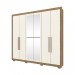 Guarda-Roupa Henn Garden 6 Portas 4 Gavetas Com Espelho Com Pés Rústico/Off White D246-106 