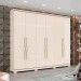 Guarda-Roupa Henn Titanium 6 Portas 5 Gavetas Com Pés Off White/Castanho D284-176