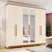 Guarda-Roupa Henn Vigo 6 Portas 3 Gavetas Com Espelho Com Pés Off White/Nature D278-129/O965-64