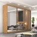 Guarda-Roupa Móveis Europa Braga 3 Portas de Correr 6 Gavetas 3 Espelhada Amêndoa 100% MDF 14293.8 