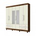 Guarda-Roupa Made Marcs Nice 6 Portas 4 Gavetas Com Espelho Com Pés Braúna/Off White 8389.138
