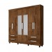 Guarda-Roupa Made Marcs Nice 6 Portas 4 Gavetas Com Espelho Com Pés Braúna 8389.125