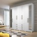 Guarda-Roupa Santos Andirá Master 8 Portas 6 Gavetas Com Espelho e Pés Branco/Branco 132366AEP