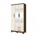 Guarda-Roupa Henn Açaí 3 Portas 2 Gavetas Com Espelho Com Pés Castanho/Off White DA133-138/O914-64