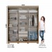 Guarda-Roupa Henn Silver 3 Portas de Correr 2 Gavetas Com Espelho Com Pés Rústico/Off White D210-106 