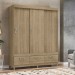 Guarda-Roupa Bambinello Light 3x3 Nápoles 3 Portas 3 Gavetas com Pés Duetto/Duetto/Off White 201601011