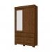 Guarda-Roupa Briz BE25 2 Portas de Correr 4 Gavetas Com Espelho Com Pés Castanho/Castanho/Off White BE25-135