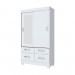 Guarda-Roupa Briz BE25 2 Portas de Correr 4 Gavetas Com Espelho Com Pés Branco/Branco/Rosa Chá BE25-66