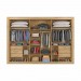 Guarda-Roupa Móveis Europa Toronto 3 Portas de Correr 6 Gavetas 3 Espelhada Amêndoa 100% MDF (Costa 6mm) 11173.8