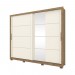 Guarda-Roupa Henn Palace 2 Portas de Correr 4 Gavetas Com Espelho Com Pés Rústico/Off White D237-106