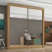 Guarda-Roupa Móveis Europa Zurique 2 Portas de Correr 4 Gavetas 2 Espelhada Amêndoa/Off White 100% MDF 14335.193