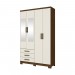 Guarda-Roupa Henn Caju 4 Portas 3 Gavetas Com Espelho Com Pés Castanho HP/Off White D135-138/O914-64