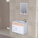 Kit Lavabo A.J. Rorato Siena Suspenso 1 Porta 2 Gavetas 55cm Pia + Espelho Branco/Aya