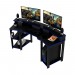 Mesa Gamer Tecno Mobili 186,6cm 3 Prateleiras Espaço Elevado Para 2 Monitores Preto/Azul ME4167 