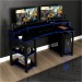 Mesa Gamer Tecno Mobili 186,6cm 3 Prateleiras Espaço Elevado Para 2 Monitores Preto/Azul ME4167 